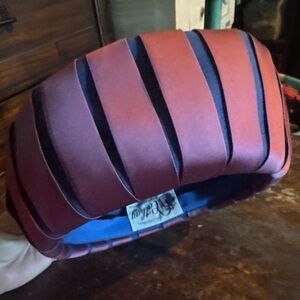 Vintage Cathay Sculptural Ribbon Hat in Rich Plum and Blue